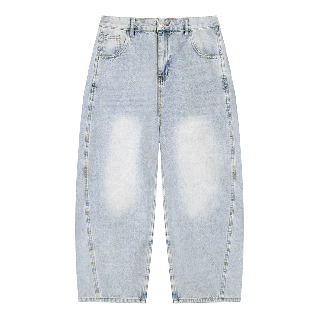 JAQUSONNE LOGO VINTAGE SUNFADE BARREL LEG JEANS