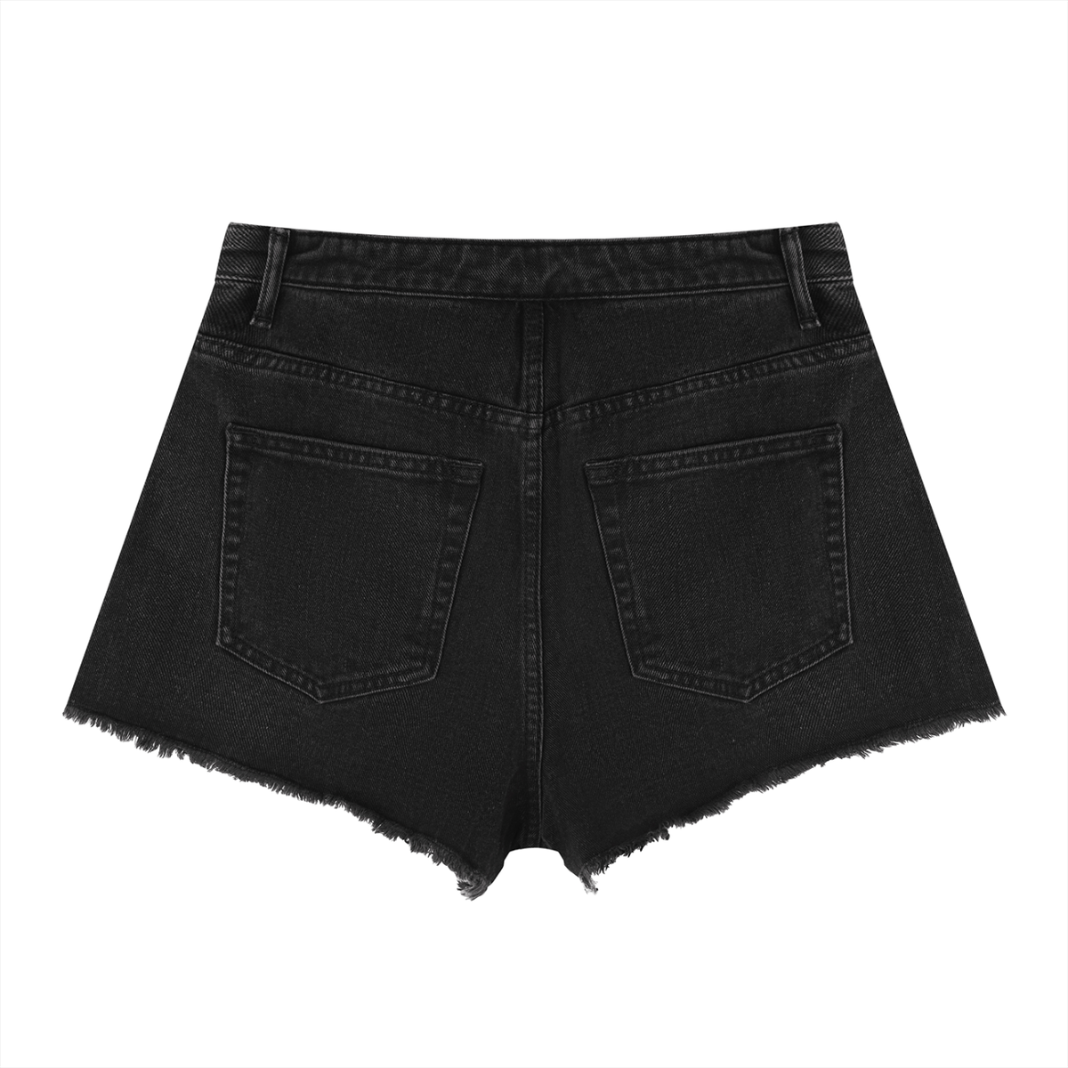 JAQUSONNE LOGO VINTAGE WASH HIGH RISE DENIM SHORTS