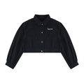 JAQUSONNE LOGO CROP DENIM JACKET