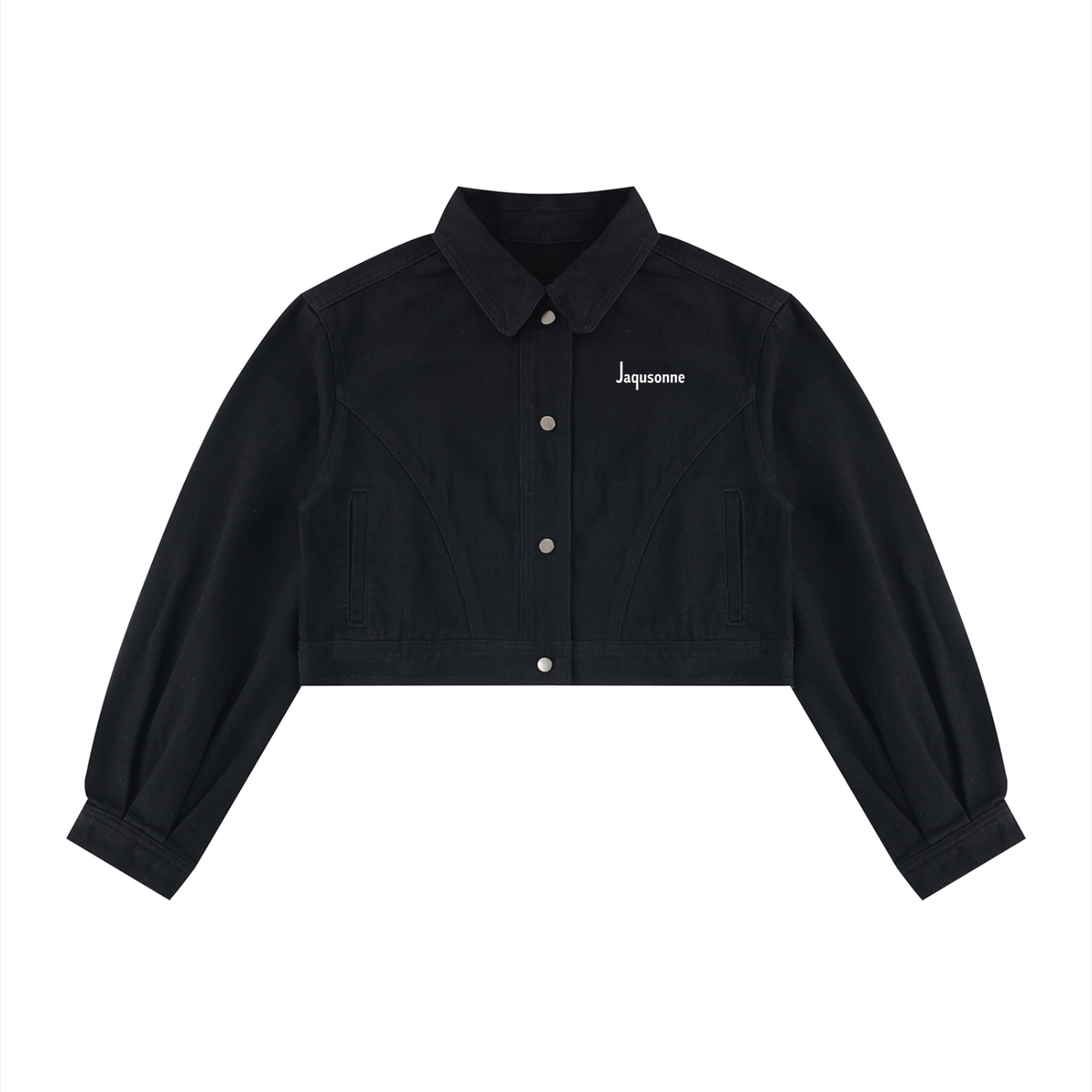 JAQUSONNE LOGO CROP DENIM JACKET