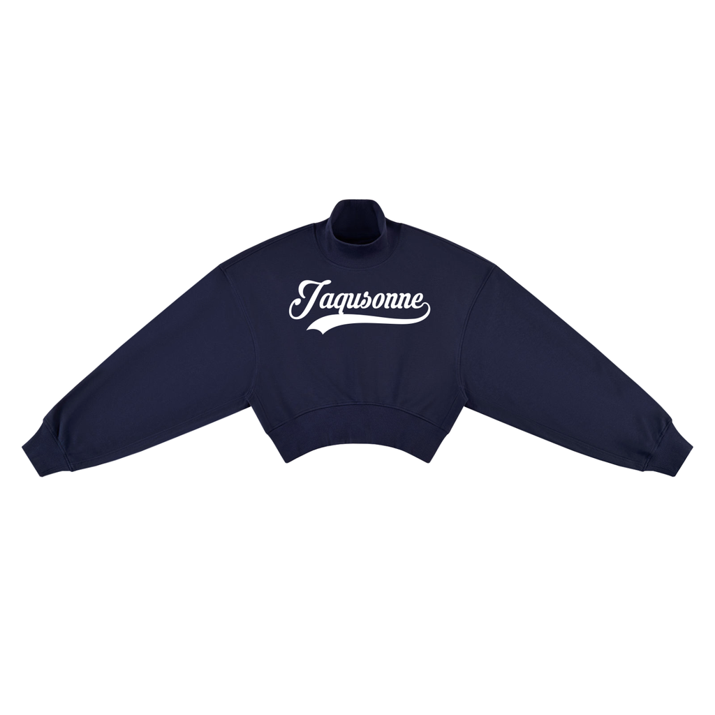 VARISTY LOGO CROP MOCK NECK SWEATSHIRT