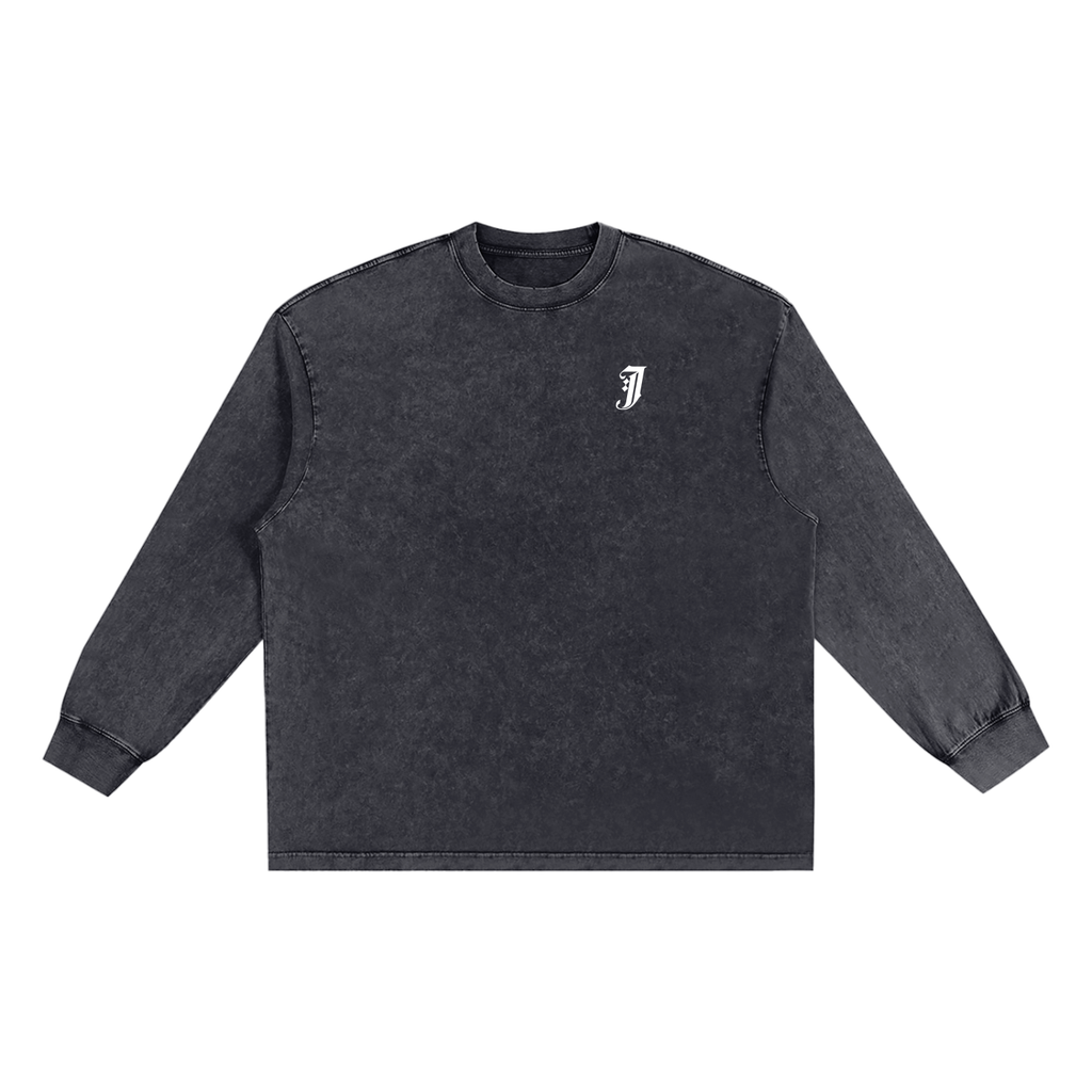 MONOGRAM SNOW WASHED FRAYED EDGE T-SHIRT