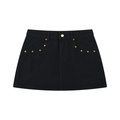 STUDDED DENIM MINI SKIRT