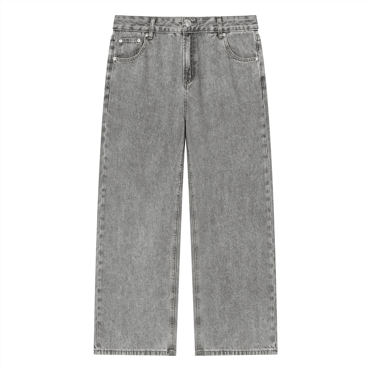 VINTAGE WASH FULL-ZIP DENIM STRAIGHT LEG JEANS