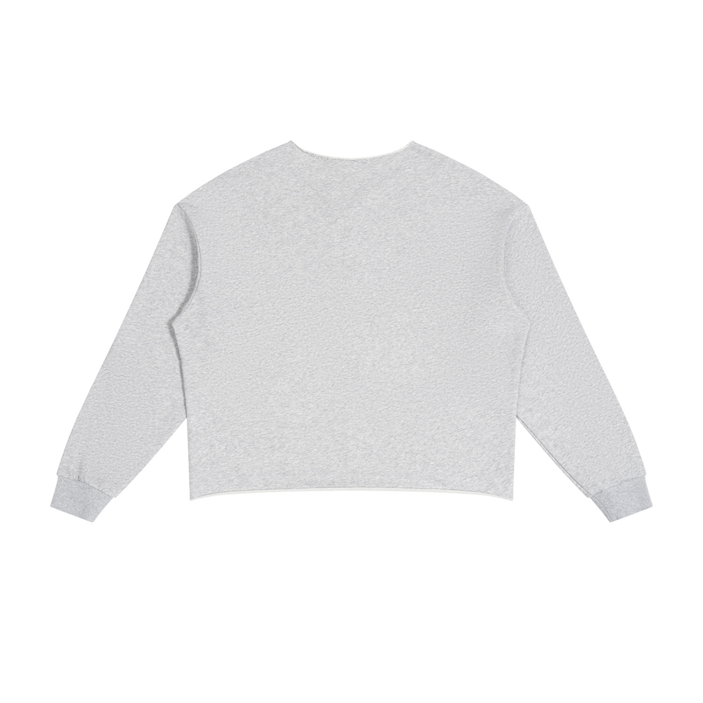 PANELED RAW EDGE BOXY SWEATSHIRT