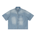 JAQUSONNE LOGO VINTAGE WASH SHORT DENIM SHIRT