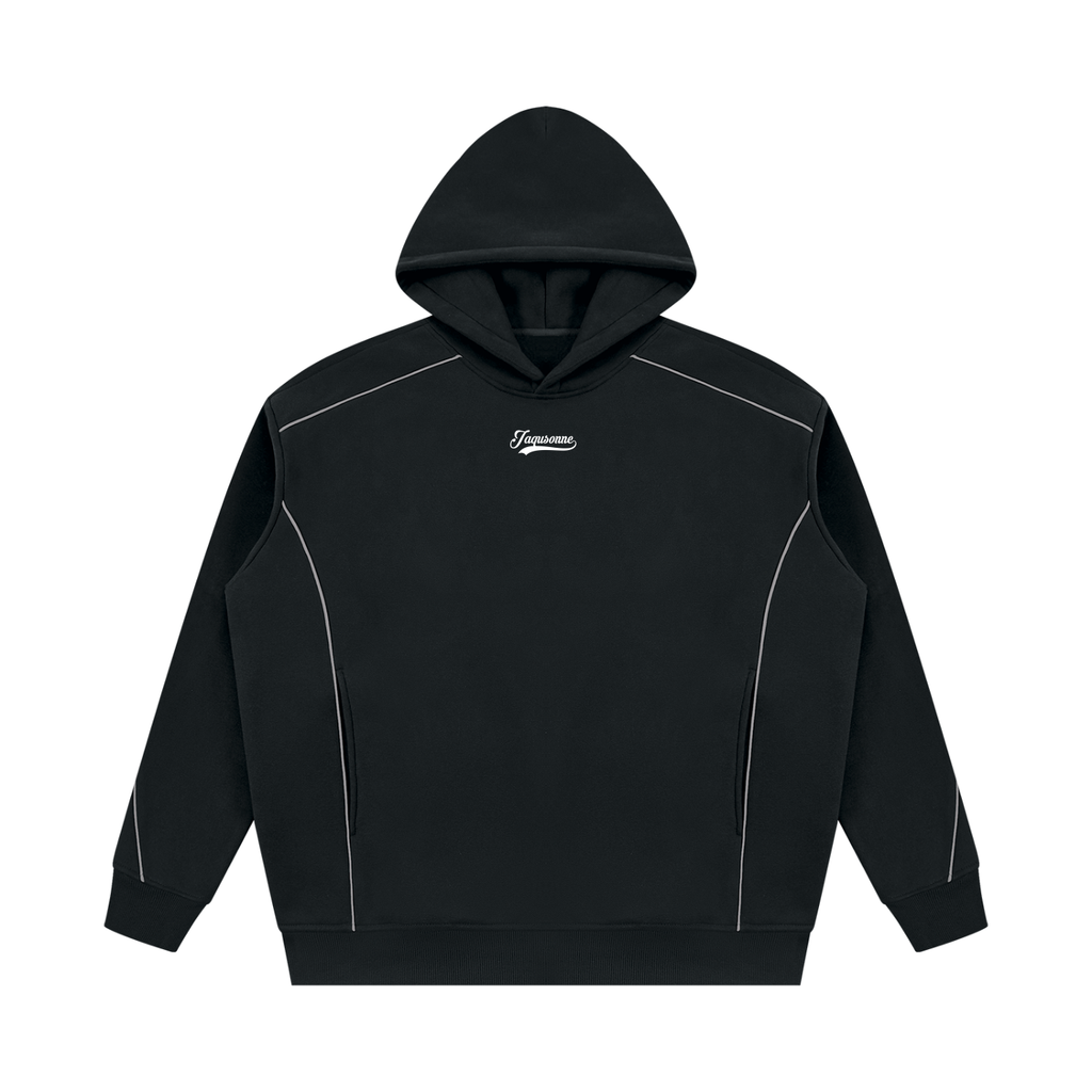 JAQUSONNE VARSITY LOGO OVERSIZED PIPING HOODIE