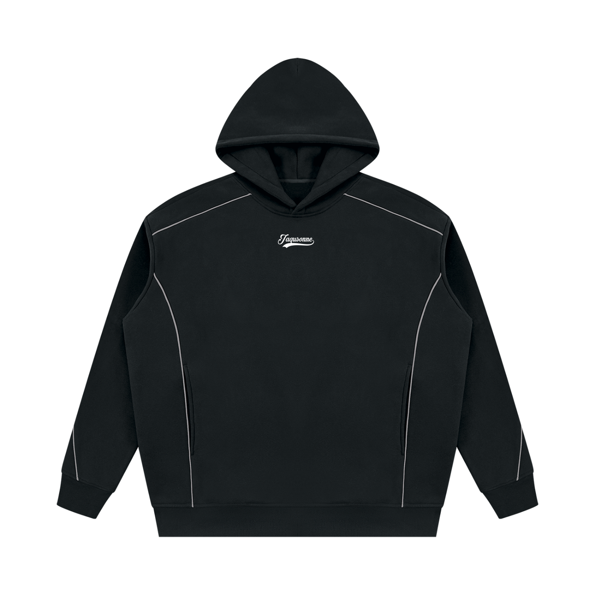 JAQUSONNE VARSITY LOGO OVERSIZED PIPING HOODIE