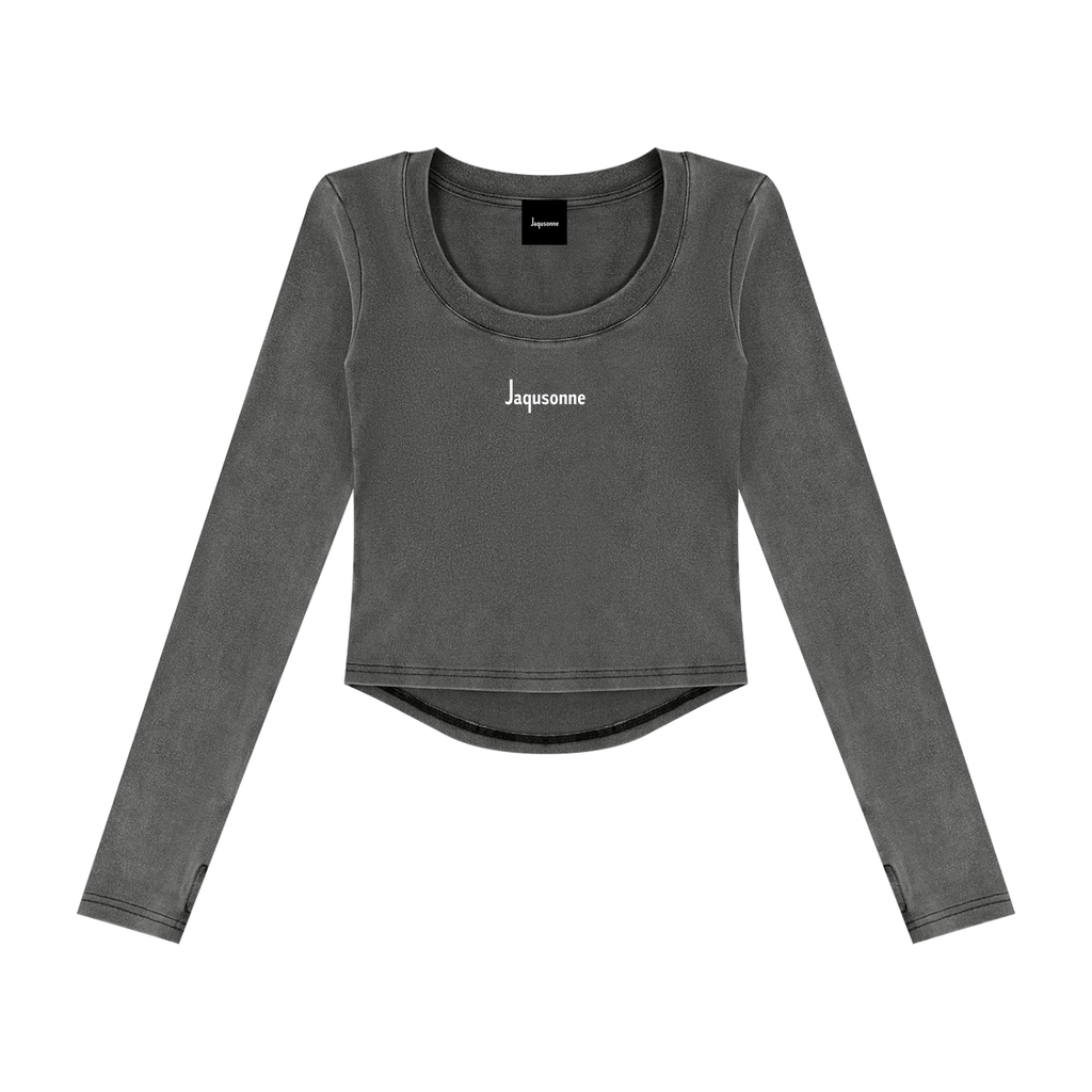 JAQUSONNE LOGO VINTAGE WASH CROP T-SHIRT