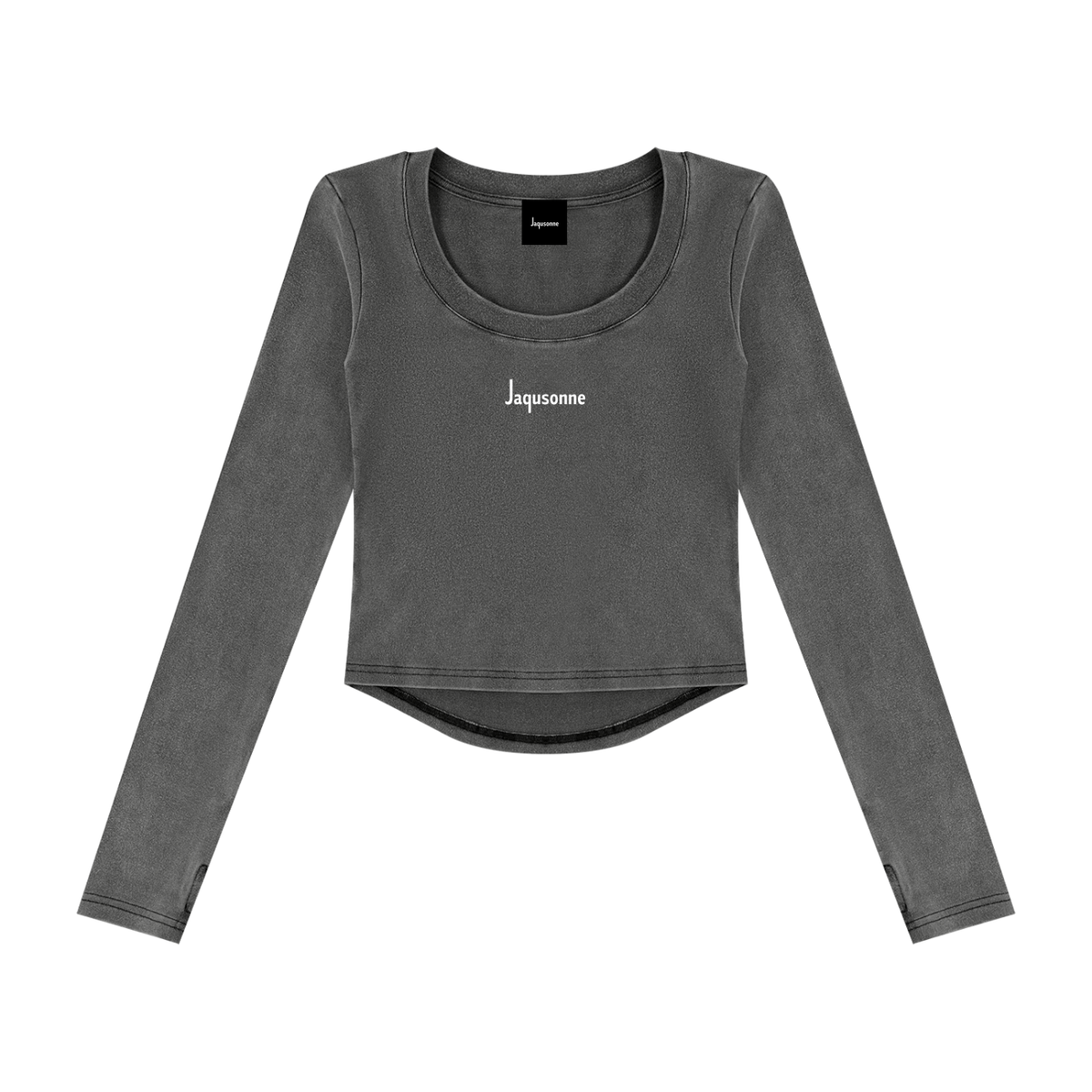 JAQUSONNE LOGO VINTAGE WASH CROP T-SHIRT
