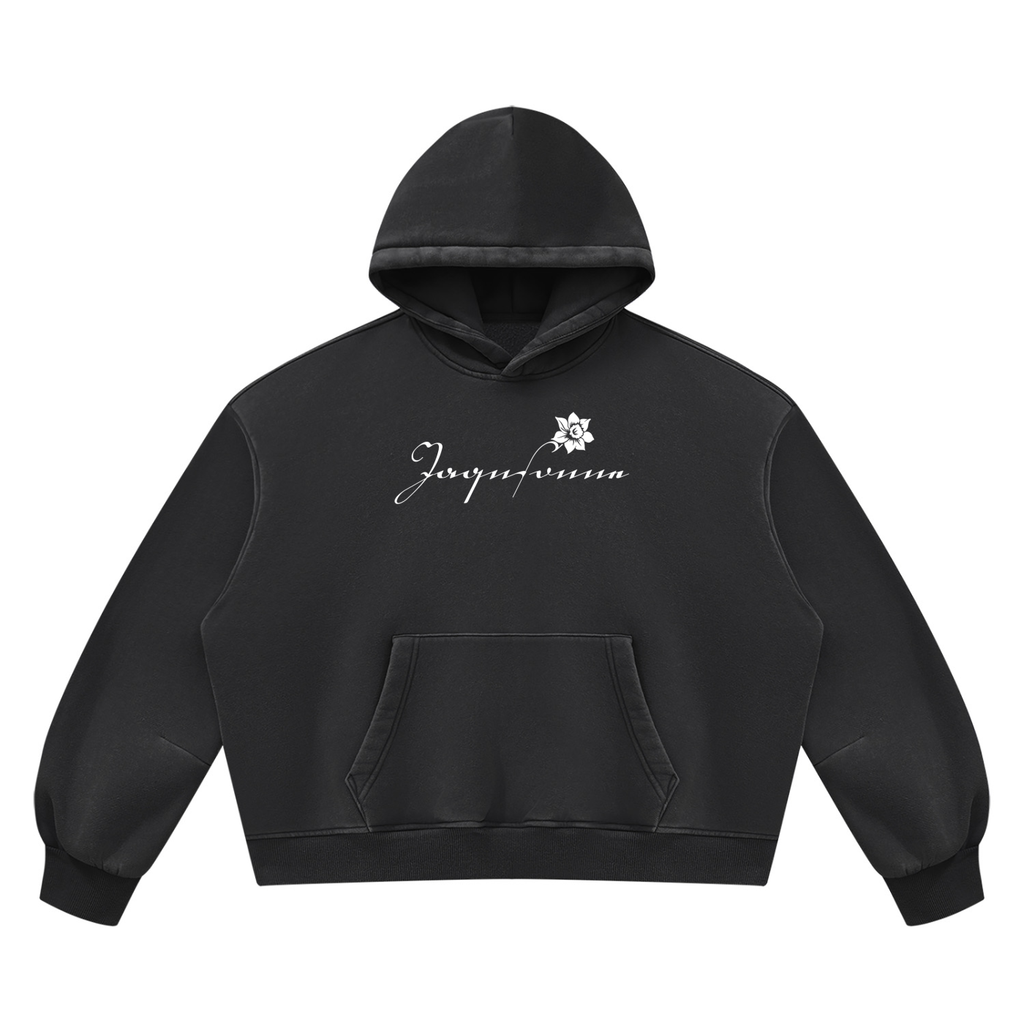 DAFFODIL LOGO VINTAGE WASH BOXY FLEECE HOODIE