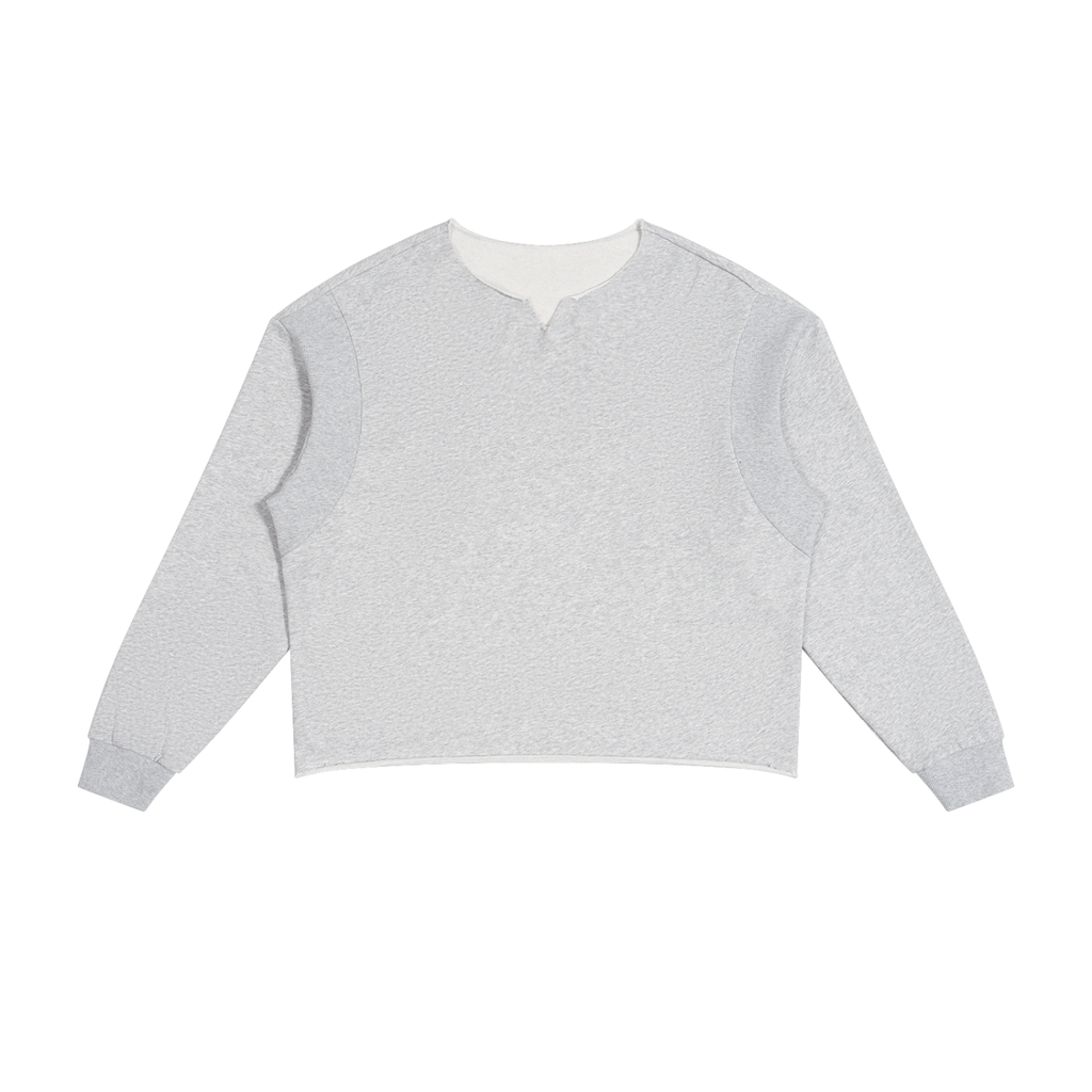 PANELED RAW EDGE BOXY SWEATSHIRT