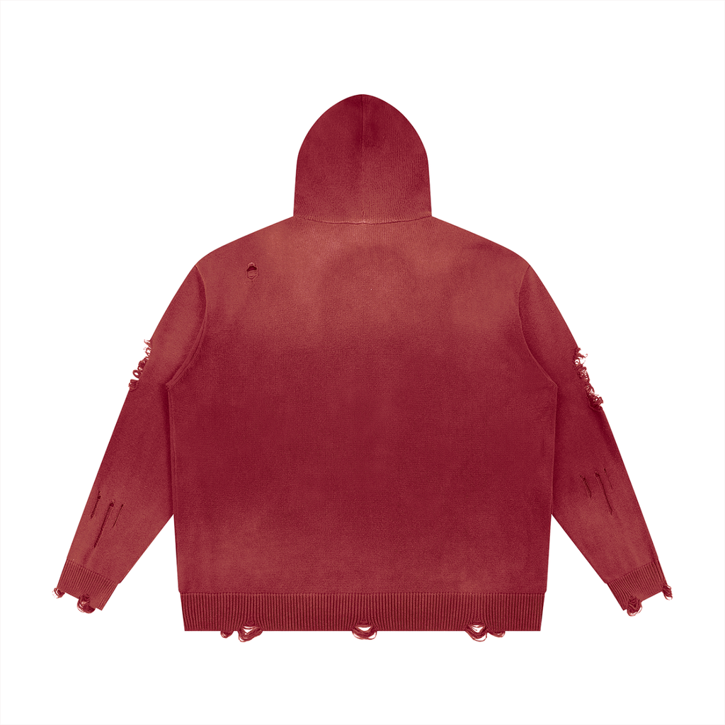 VARSITY DISTRESSED FULL ZIP SWEATER