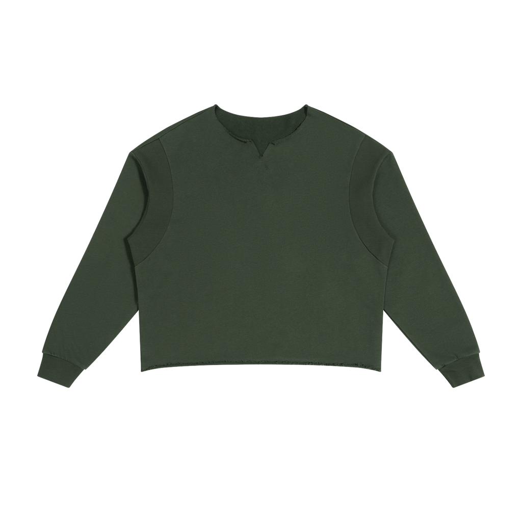 PANELED RAW EDGE BOXY SWEATSHIRT