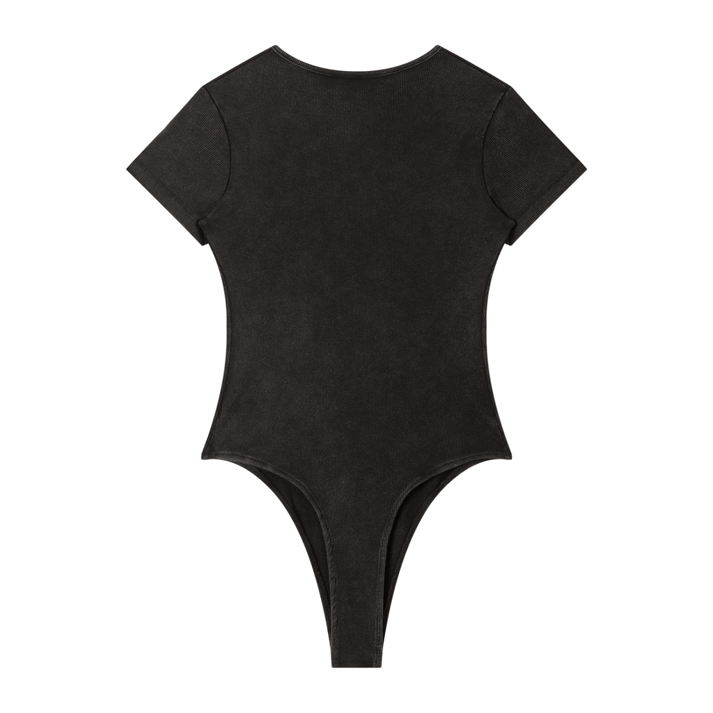 JAQUSONNE LOGO MINERAL WASH CREWNECK BODYSUIT