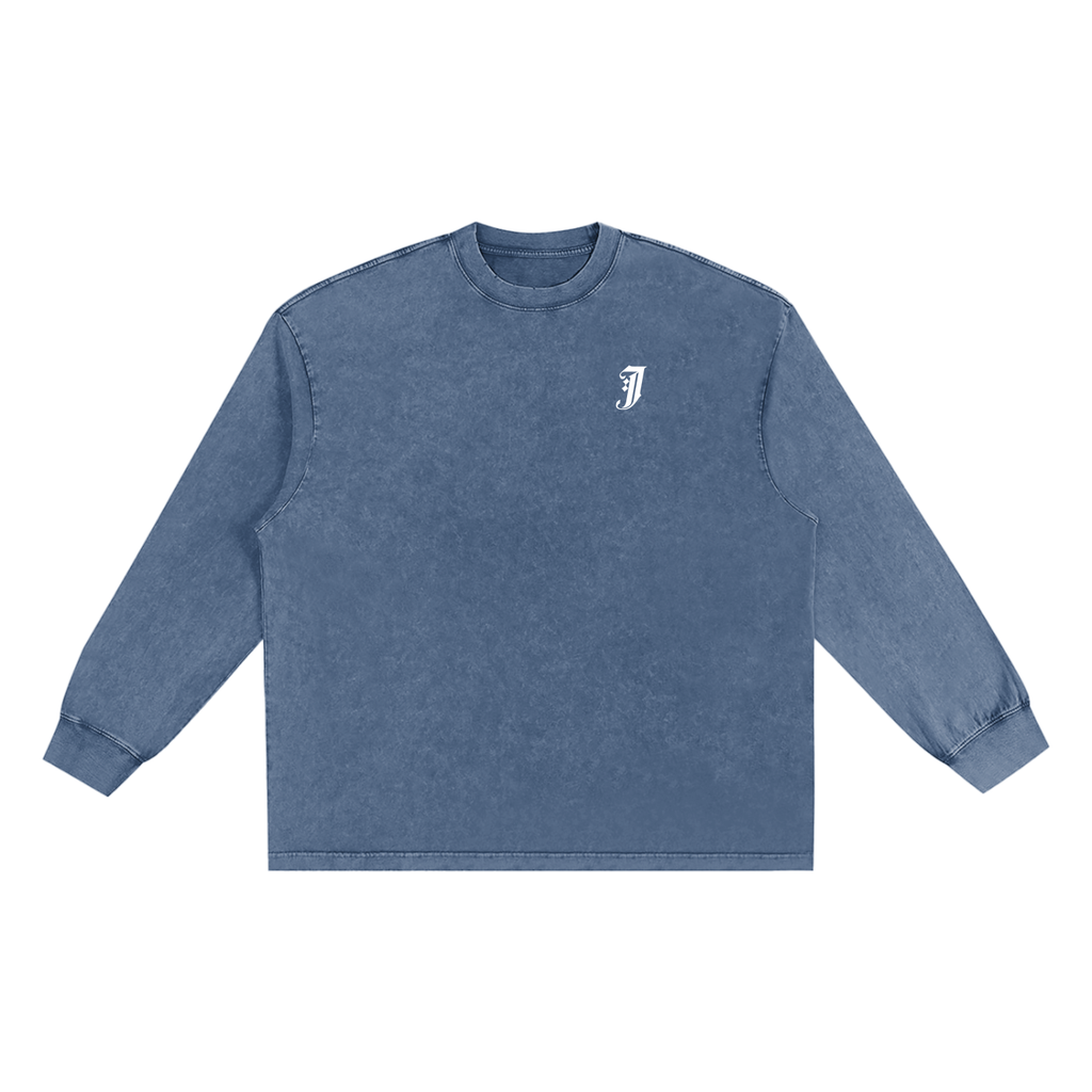 MONOGRAM SNOW WASHED FRAYED EDGE T-SHIRT