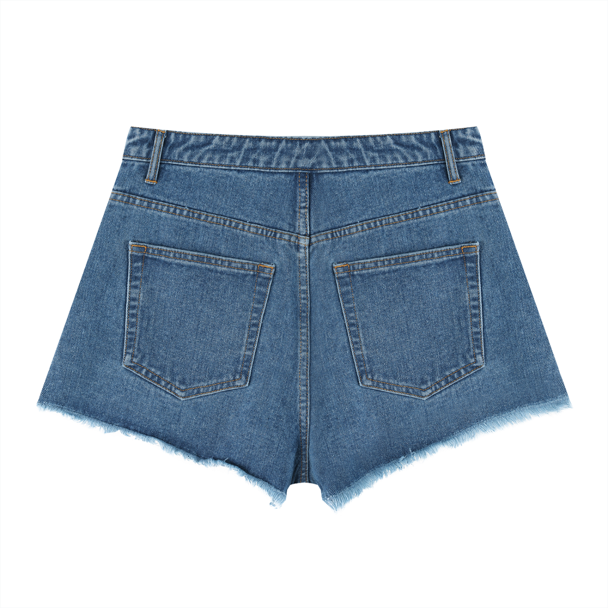 JAQUSONNE LOGO VINTAGE WASH HIGH RISE DENIM SHORTS