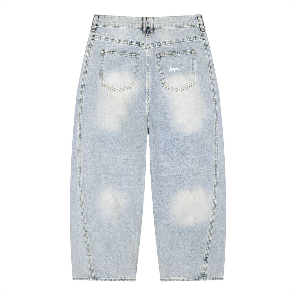 JAQUSONNE LOGO VINTAGE SUNFADE BARREL LEG JEANS