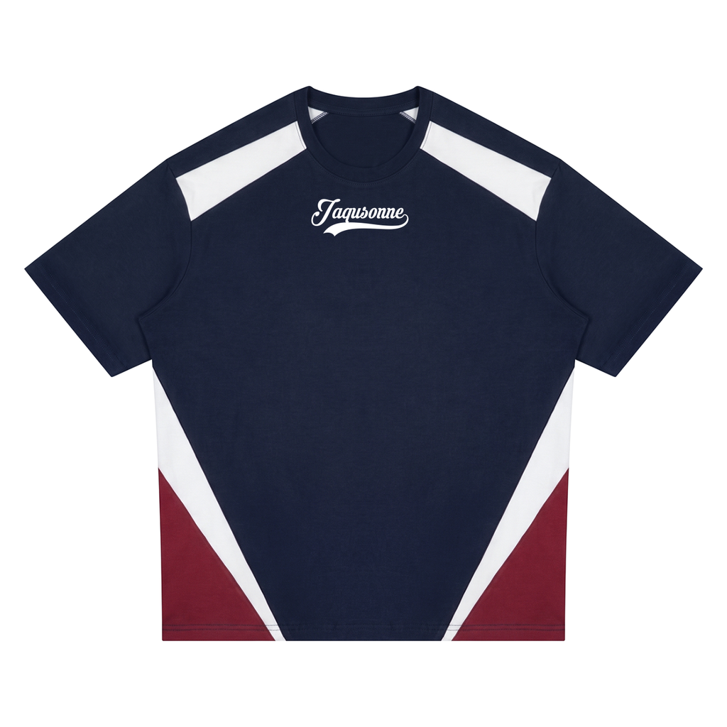 JAQUSONNE VARSITY LOGO COLOR BLOCK T-SHIRT
