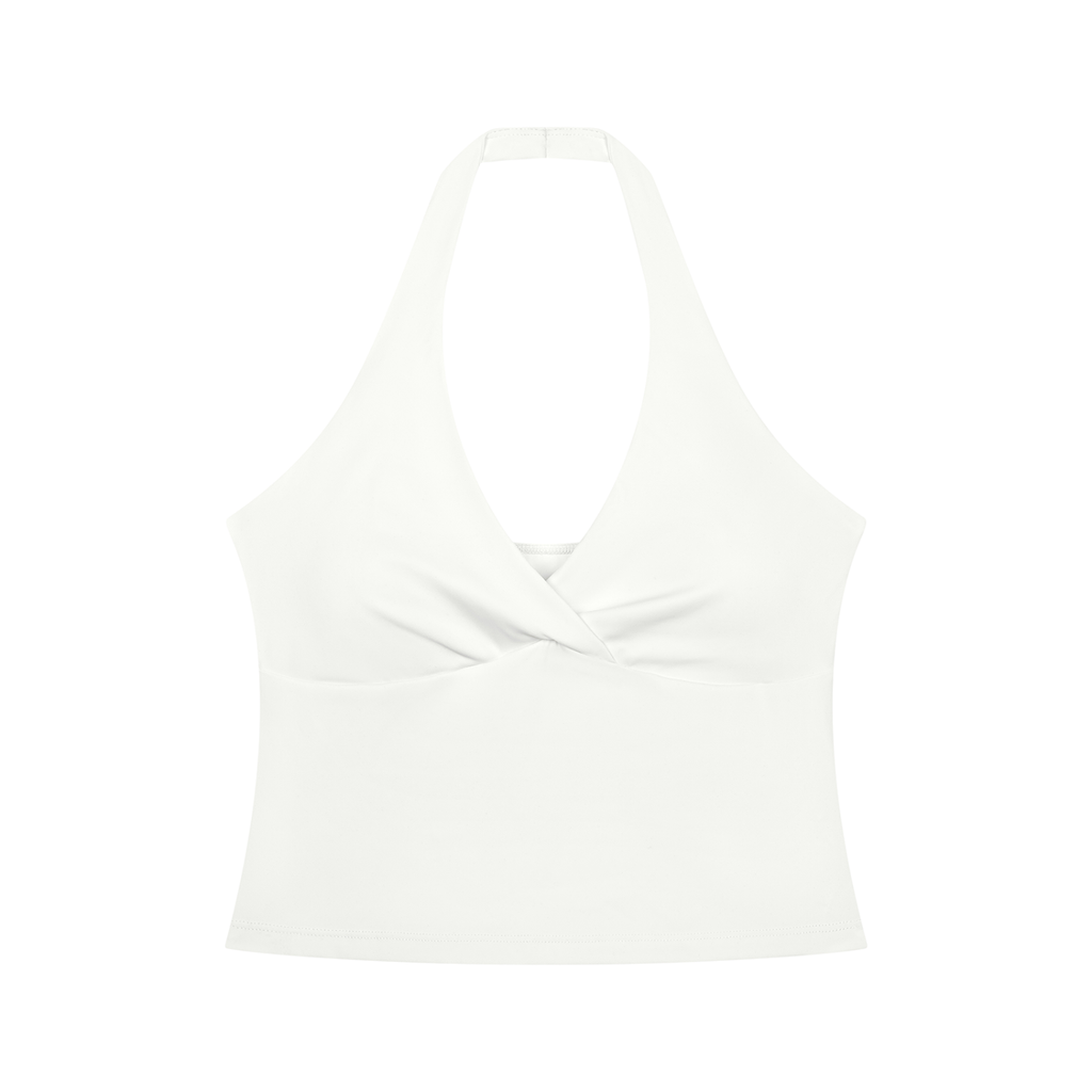 RUCHED HALTER YOGA TANK TOP