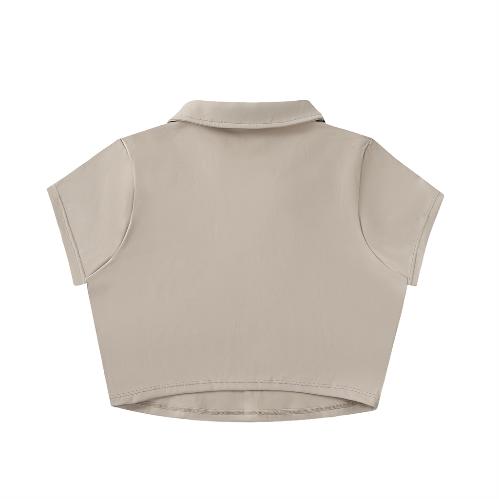 VARSITY LOGO V-NECK LAPEL CROP TOP