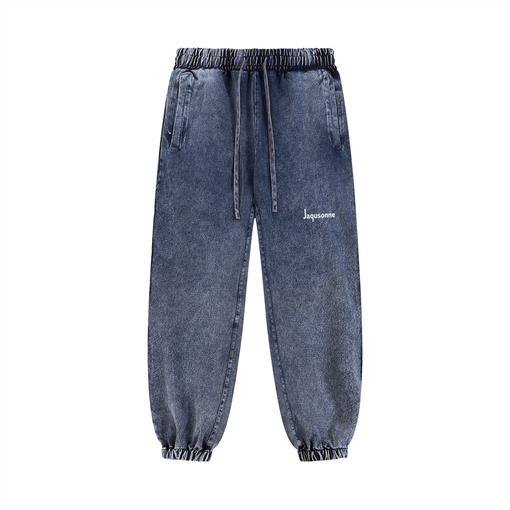 JAQUSONNE LOGO SNOW WASH JOGGED SWEATPANTS