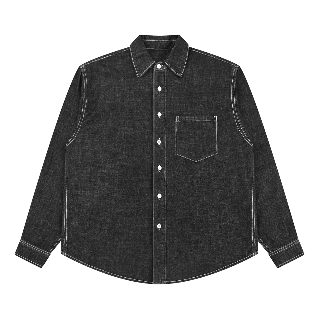 VINTAGE WASH FULL-ZIP DENIM SHIRT
