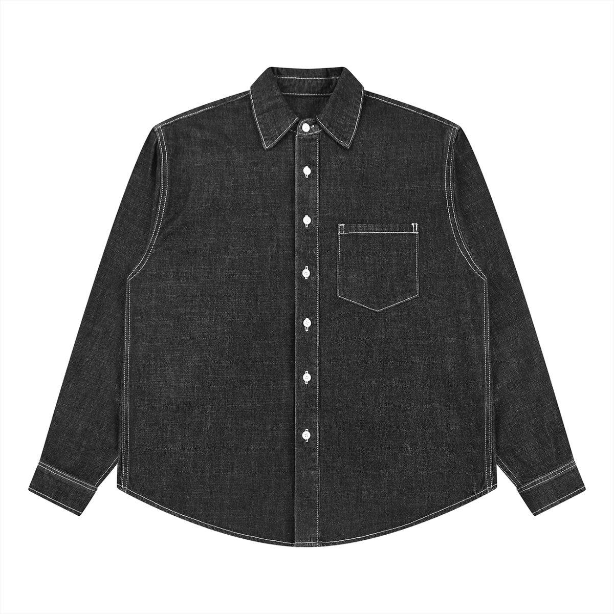 VINTAGE WASH FULL-ZIP DENIM SHIRT