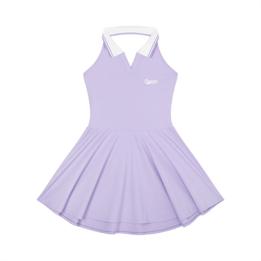 VARSITY LOGO COLLARED HALTER A-LINE TENNIS DRESS