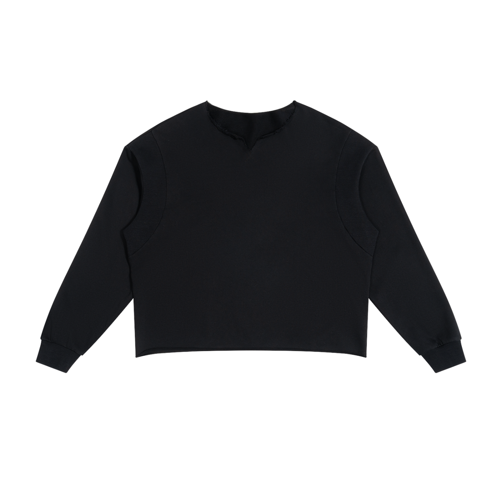 PANELED RAW EDGE BOXY SWEATSHIRT