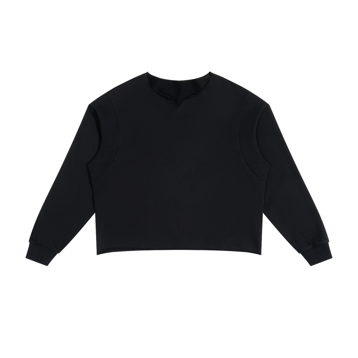 PANELED RAW EDGE BOXY SWEATSHIRT