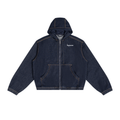 JAQUSONNE LOGO VINTAGE WASH HOODED DENIM JACKET