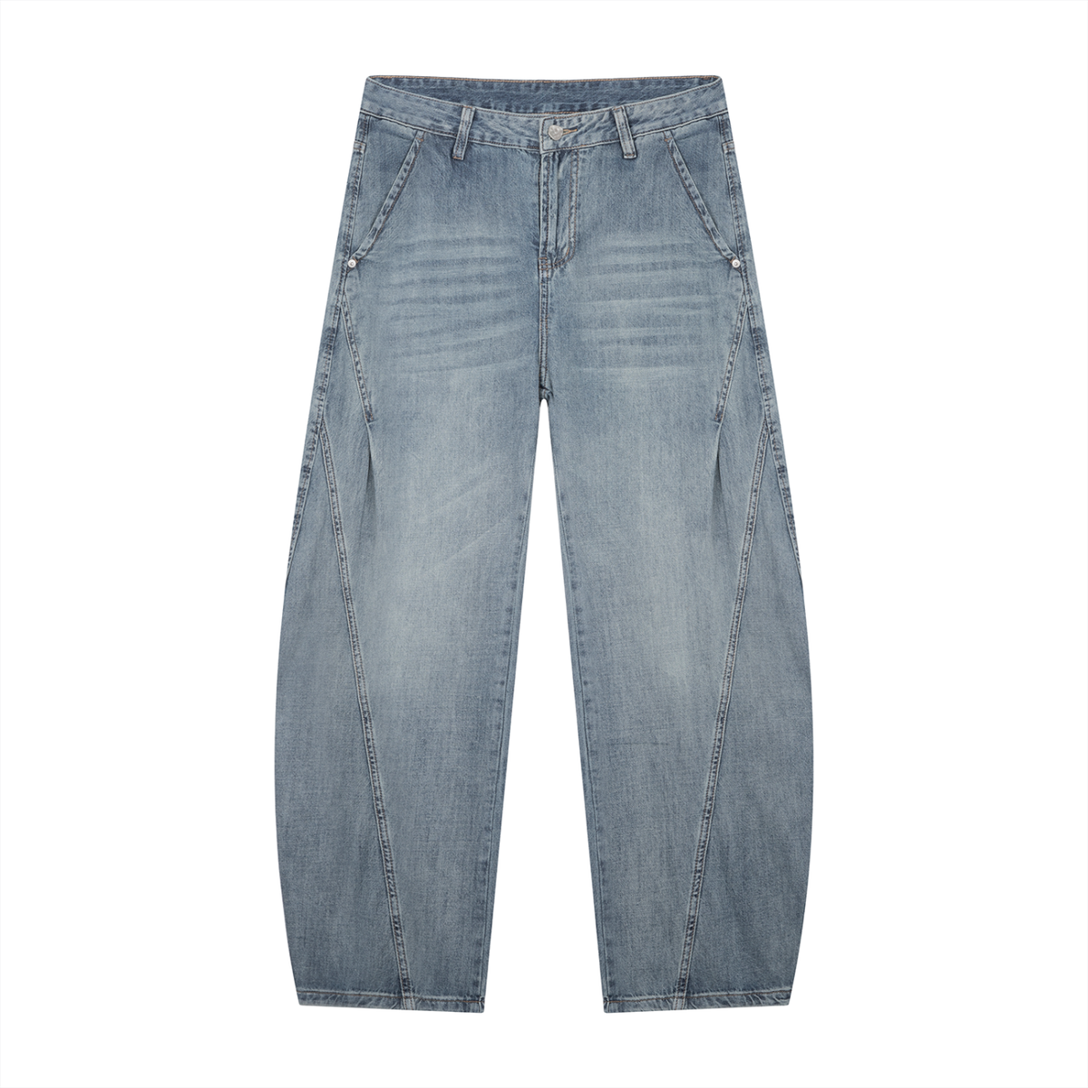 VINTAGE WASH BARREL LEG JEANS