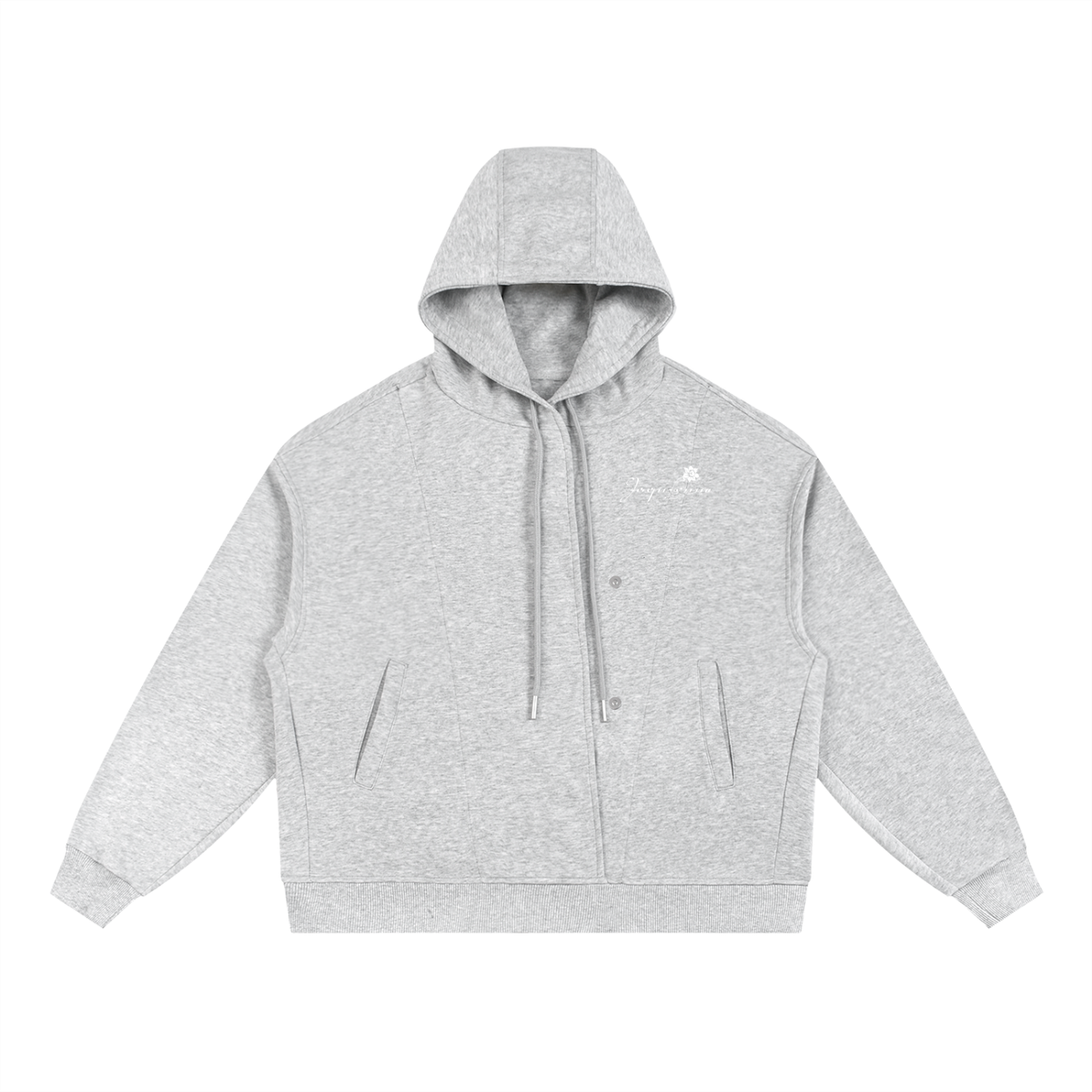 DAFFODIL LOGO BOXY BUTTON PLACKET HOODIE