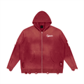 VARSITY DISTRESSED FULL ZIP SWEATER