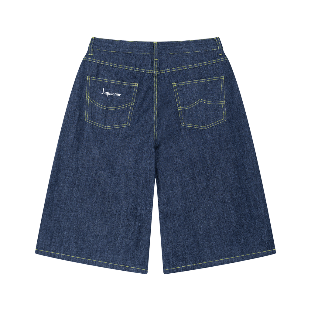 JAQUSONNE LOGO VINATGE WASHED DENIM SHORTS
