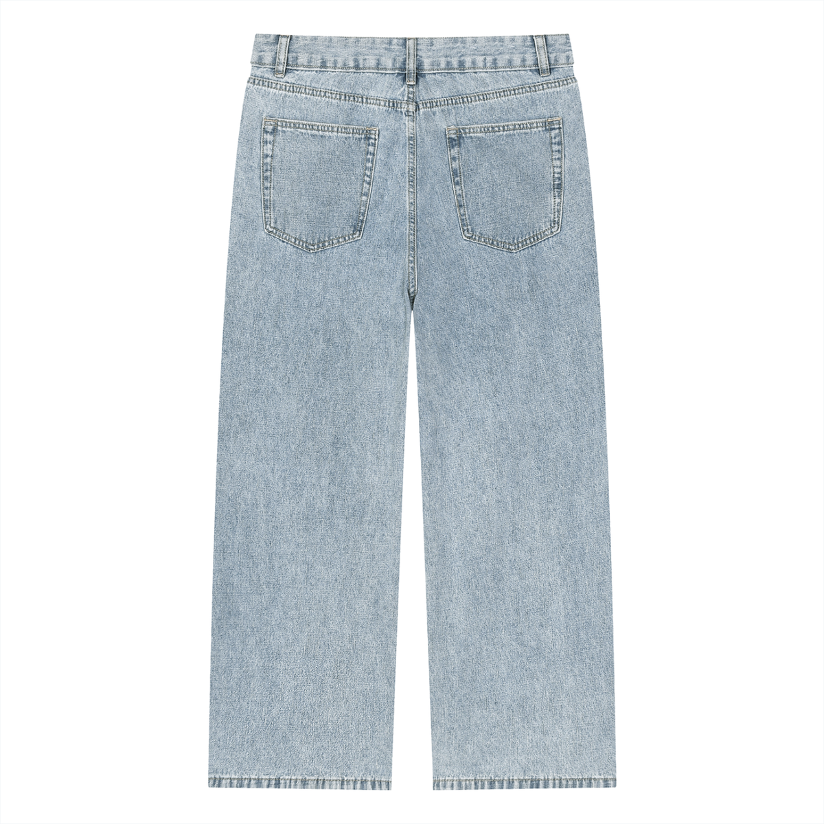 VINTAGE WASH FULL-ZIP DENIM STRAIGHT LEG JEANS