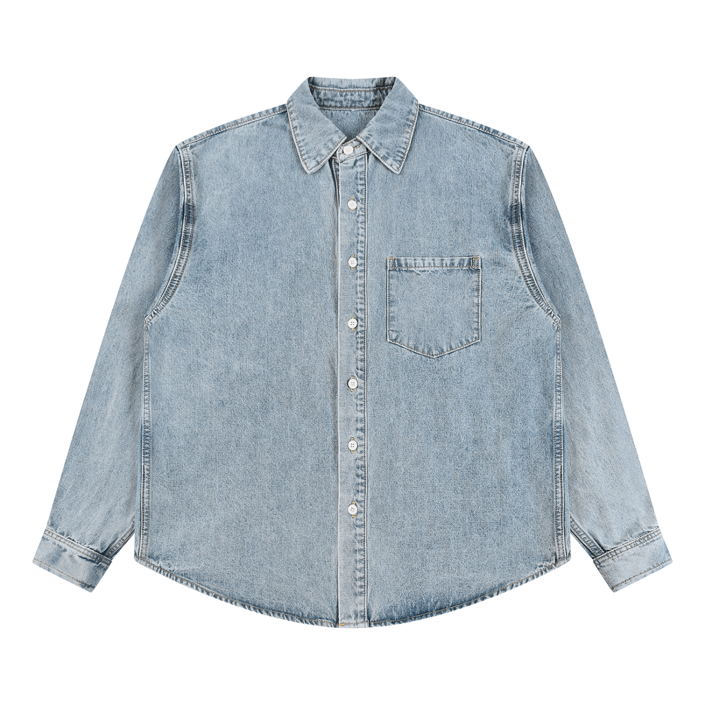VINTAGE WASH FULL-ZIP DENIM SHIRT