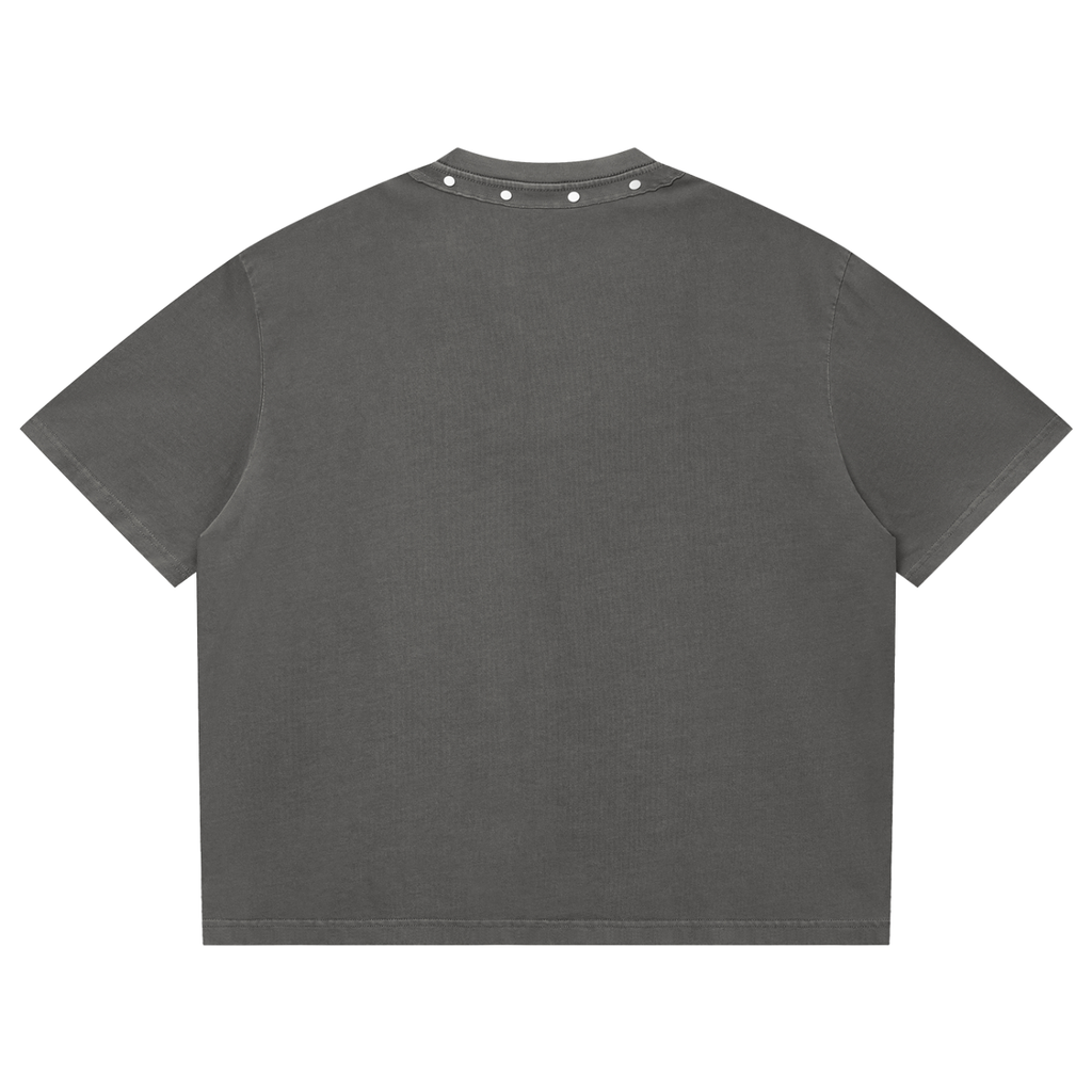 JAQUSONNE LOGO WASHED BOXY STUDDED T-SHIRT