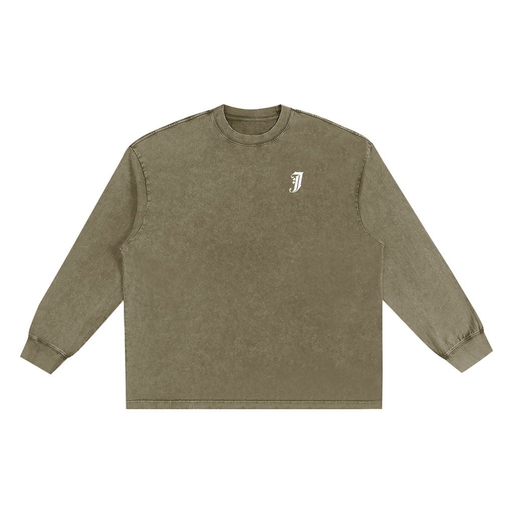 MONOGRAM SNOW WASHED FRAYED EDGE T-SHIRT