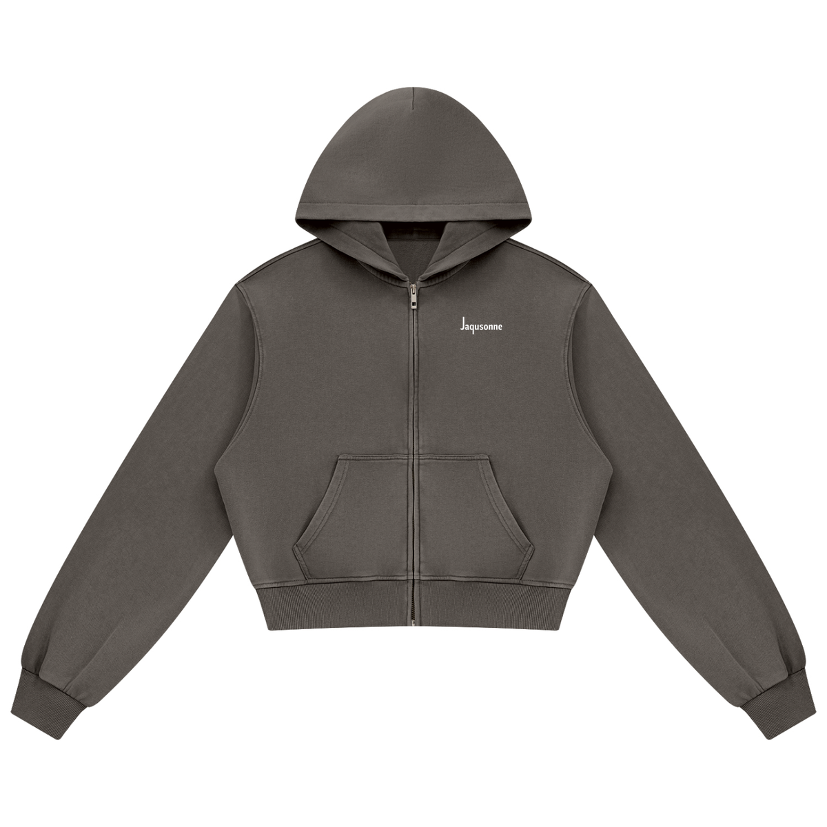 JAQUSONNE LOGO MINERAL WASH FULL ZIP HOODIE