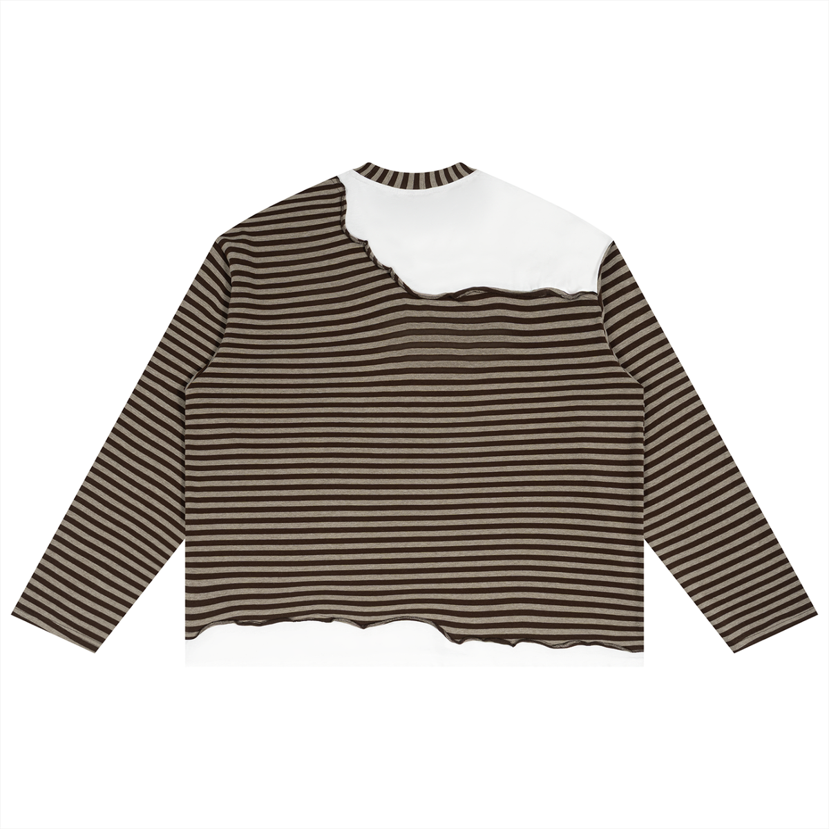 SCRIPT LOGO STRIPED PANEL BOXY LONG SLEEVE T-SHIRT