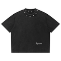 JAQUSONNE LOGO WASHED BOXY STUDDED T-SHIRT