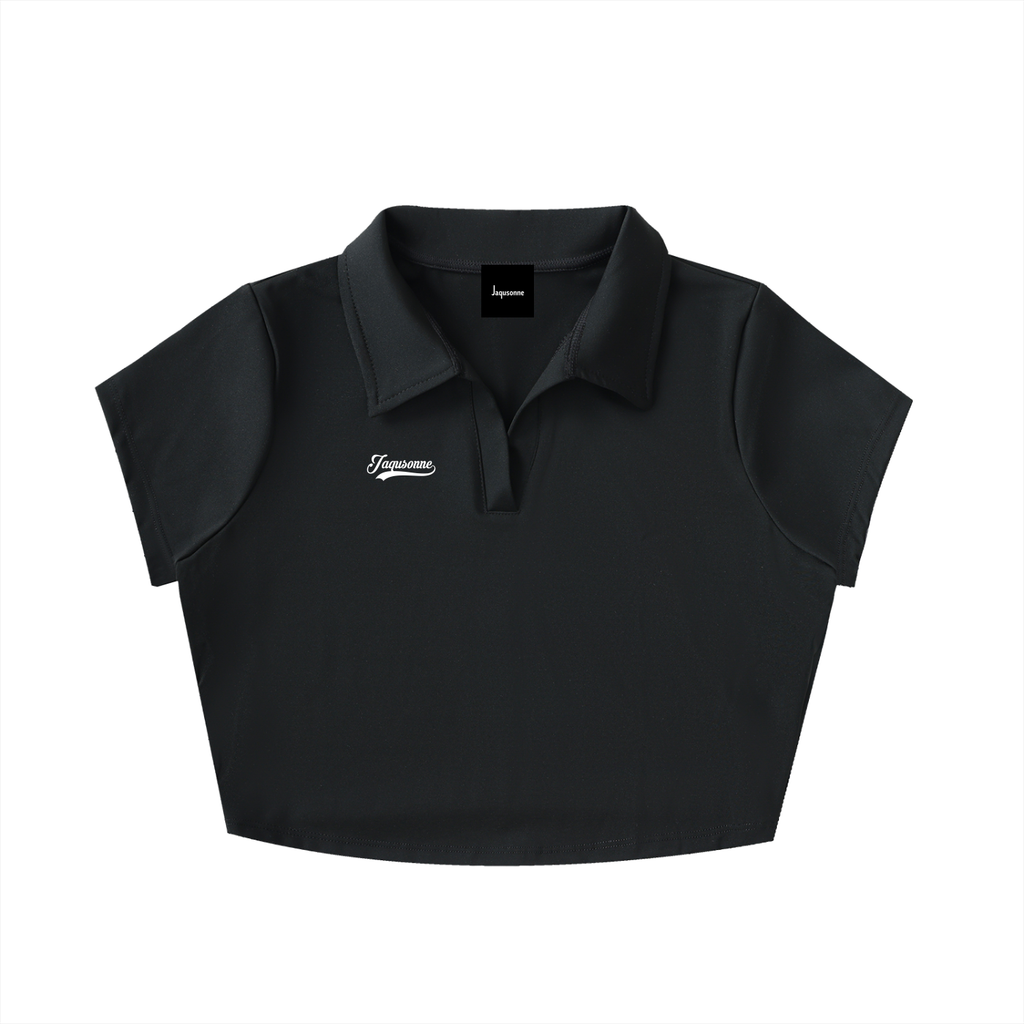 VARSITY LOGO V-NECK LAPEL CROP TOP