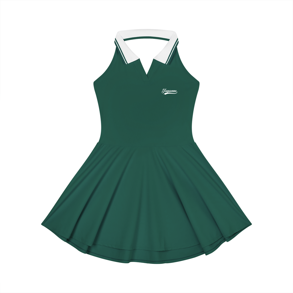 VARSITY LOGO COLLARED HALTER A-LINE TENNIS DRESS