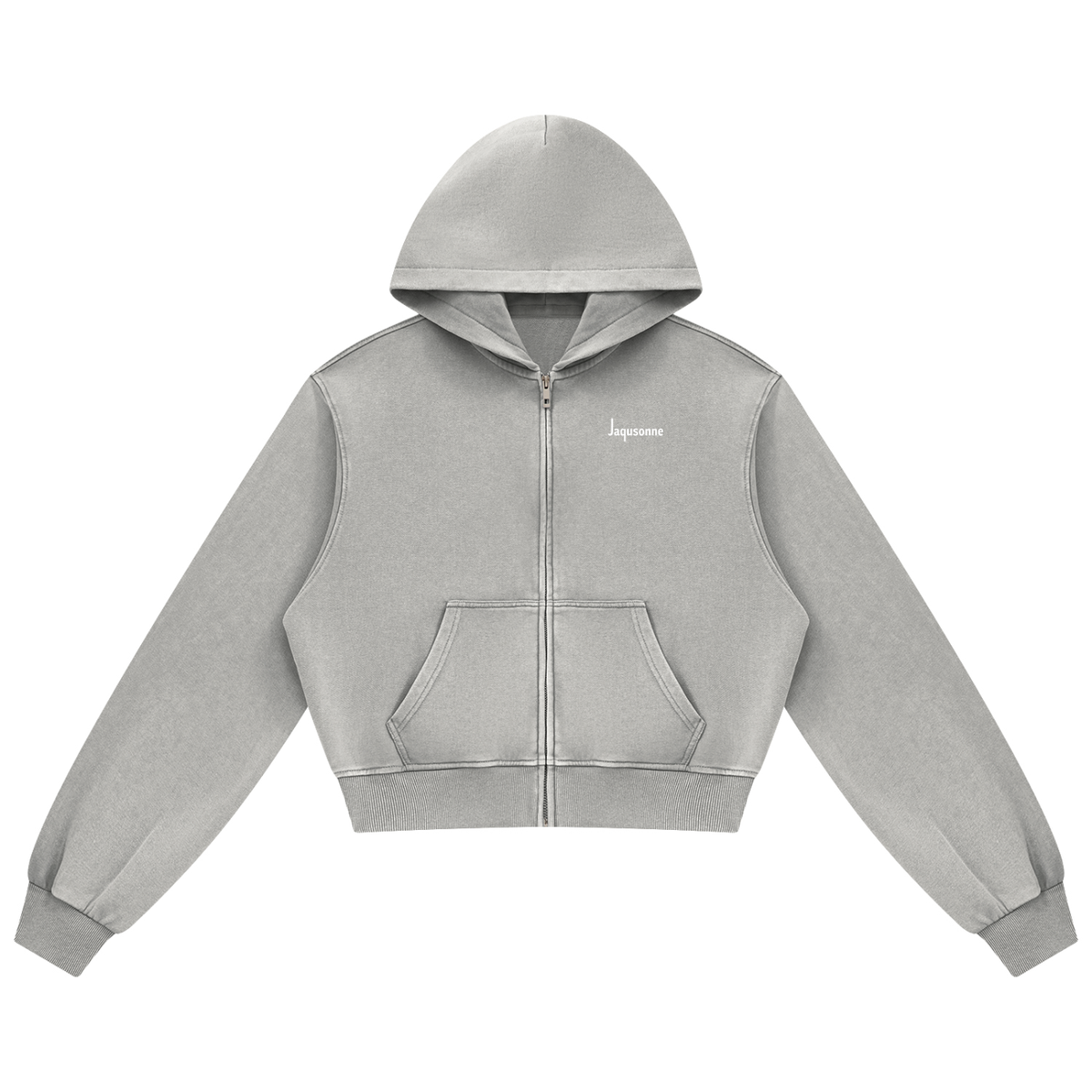 JAQUSONNE LOGO MINERAL WASH FULL ZIP HOODIE