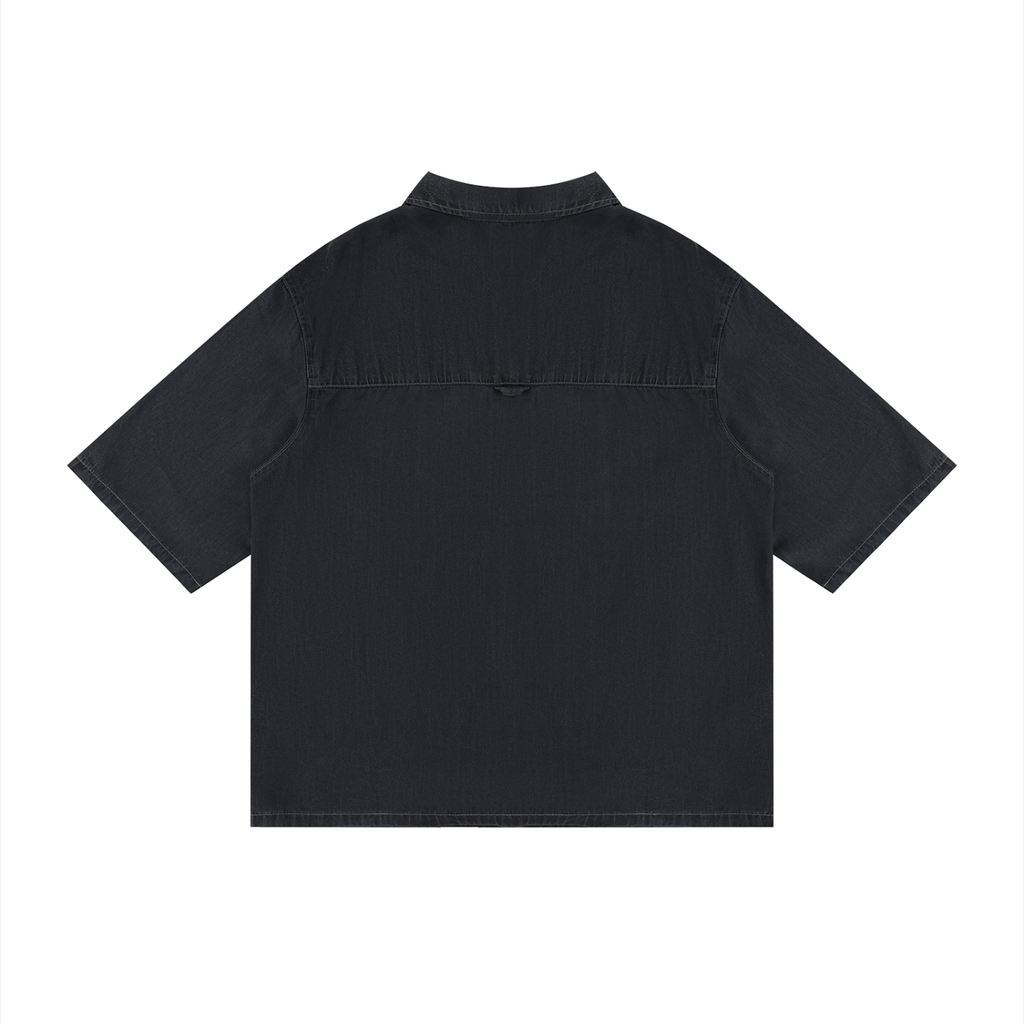 JAQUSONNE LOGO VINTAGE WASH DROP SHOUKDER LYOCELL SHIRT