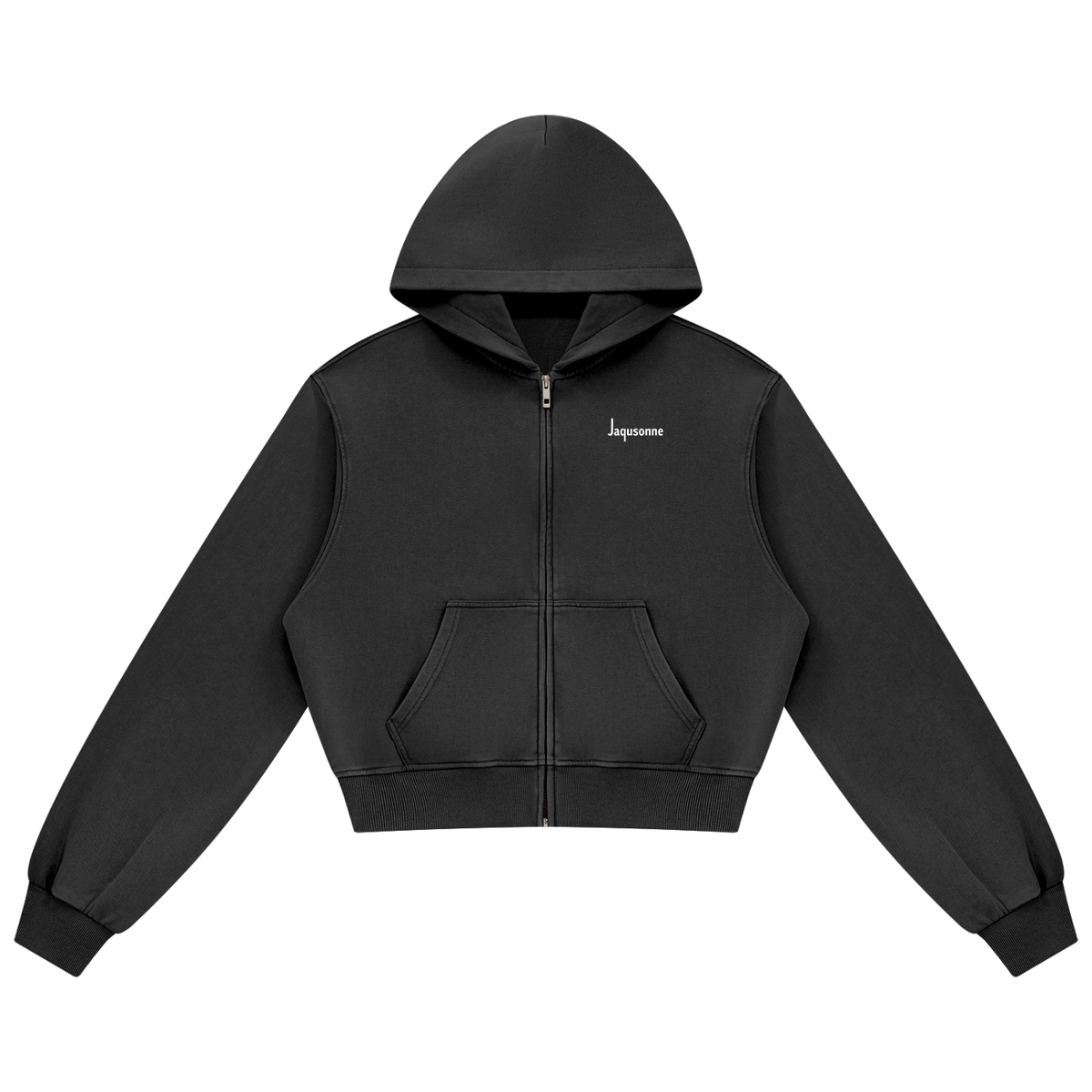 JAQUSONNE LOGO MINERAL WASH FULL ZIP HOODIE