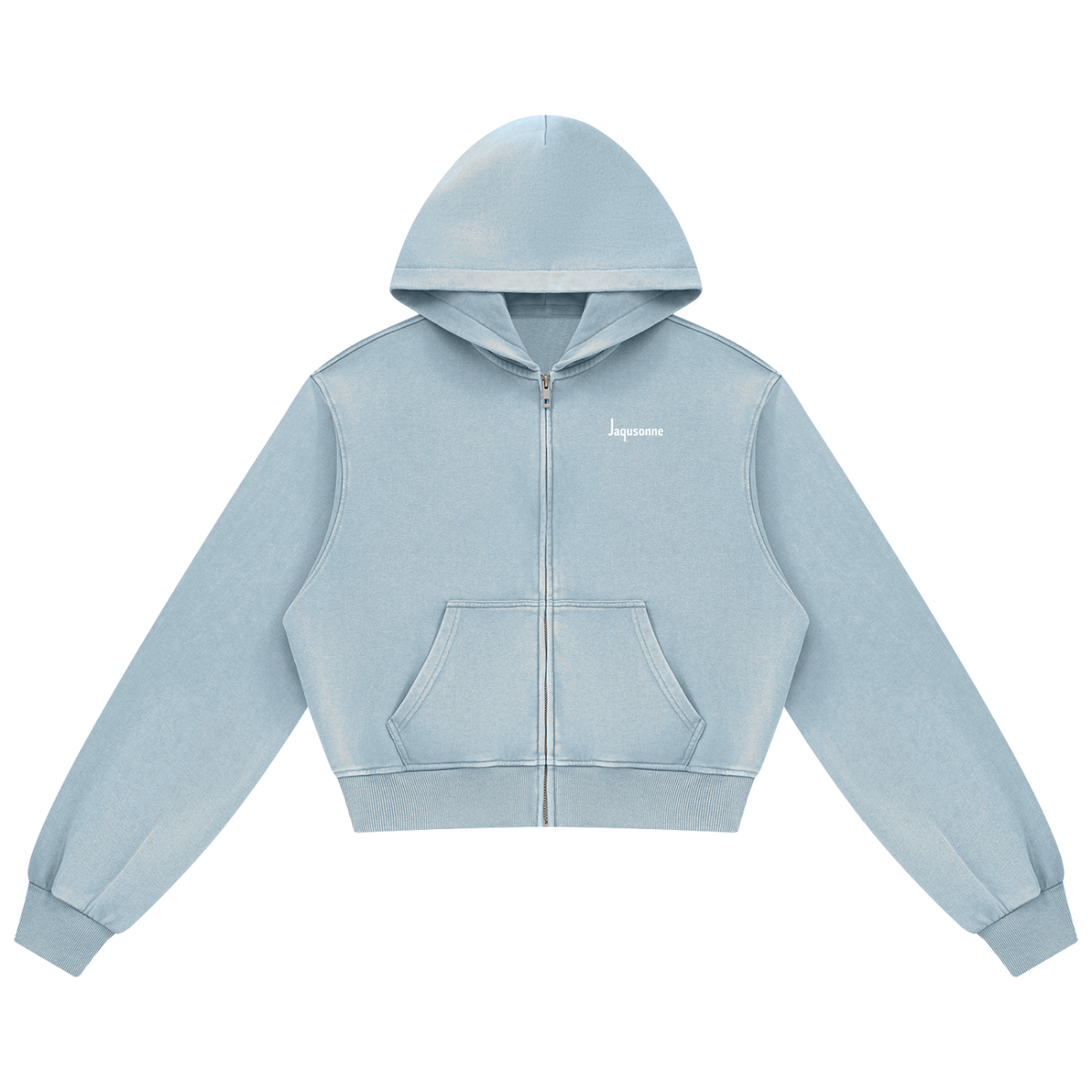 JAQUSONNE LOGO MINERAL WASH FULL ZIP HOODIE