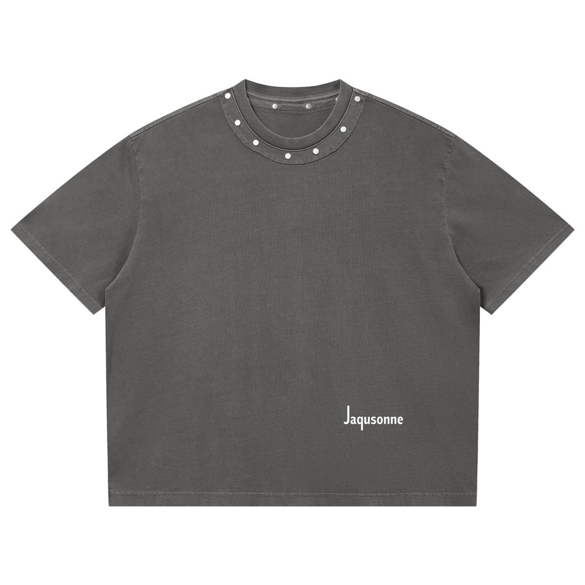 JAQUSONNE LOGO WASHED BOXY STUDDED T-SHIRT